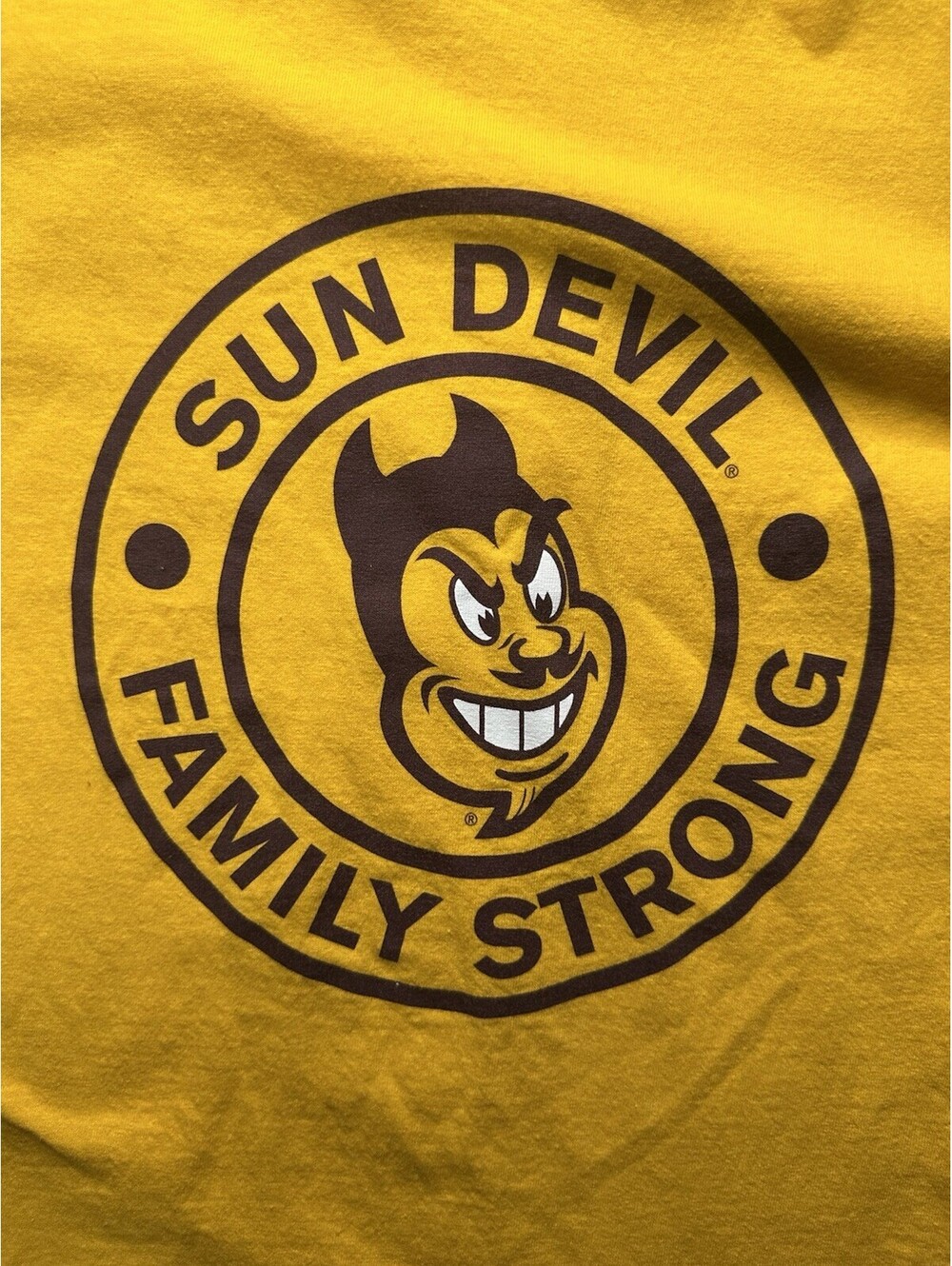 Arizona State Sun Devils Family Strong T Shirt Yellow NCAA College Tee XL